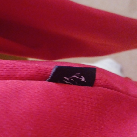 BMW MOTORCYCLES Ladies Red long sleeve mock neck high-low top VGUC SIZE XL - Picture 2 of 7